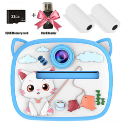 Kids instant print digital camera with adorable rabbit design, thermal printing, and 32G memory card.