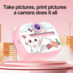 Kids instant print digital camera with adorable rabbit design and thermal printing.