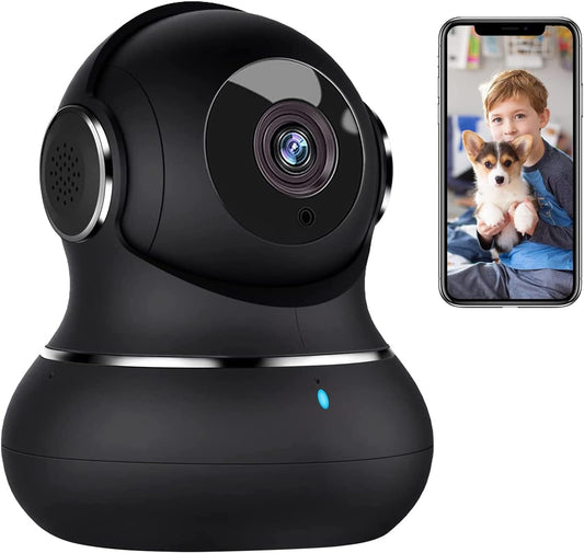 2K Indoor Security Camera with 367° coverage, phone app integration, and night vision.