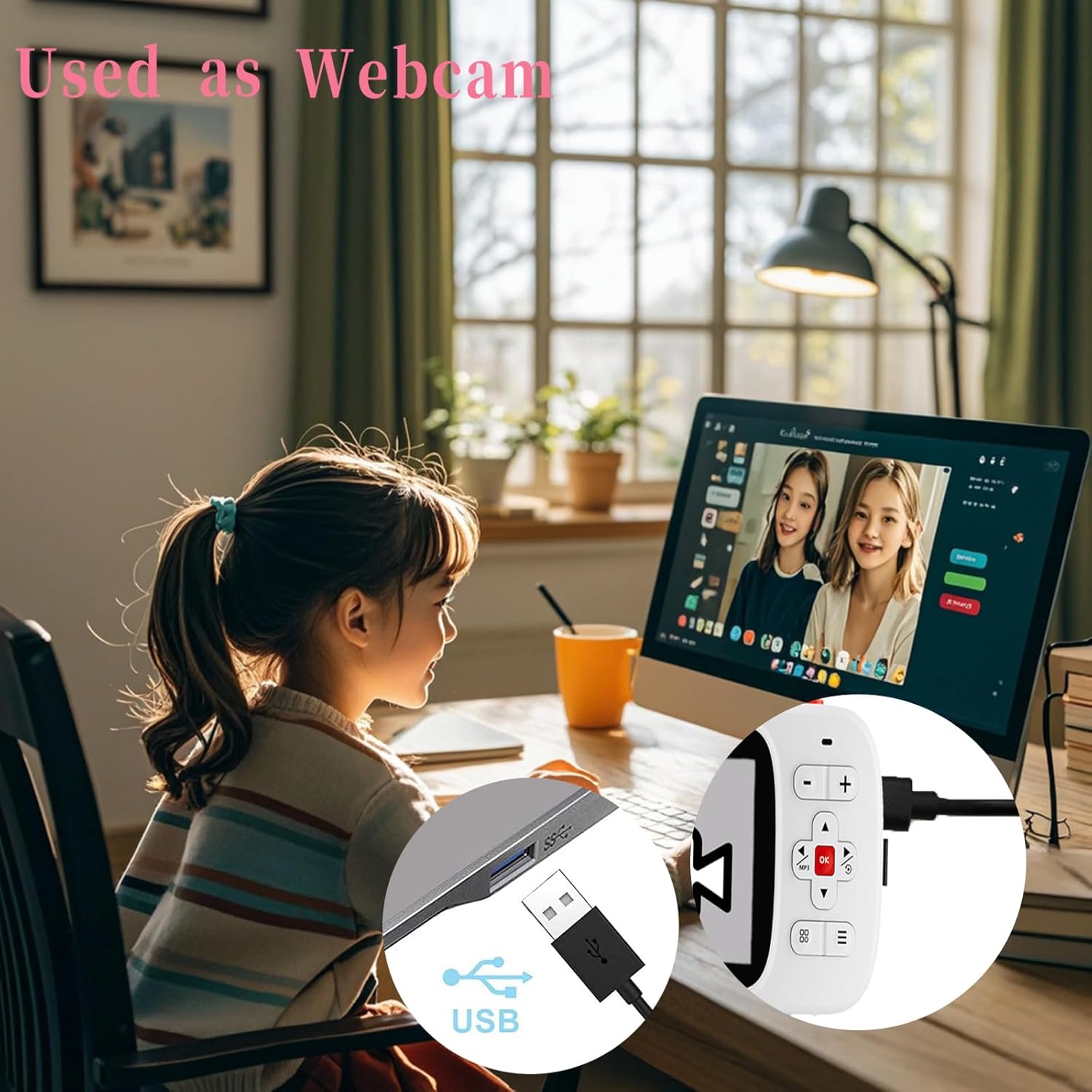 Dual screen autofocus camera used as a webcam for kids and teens.