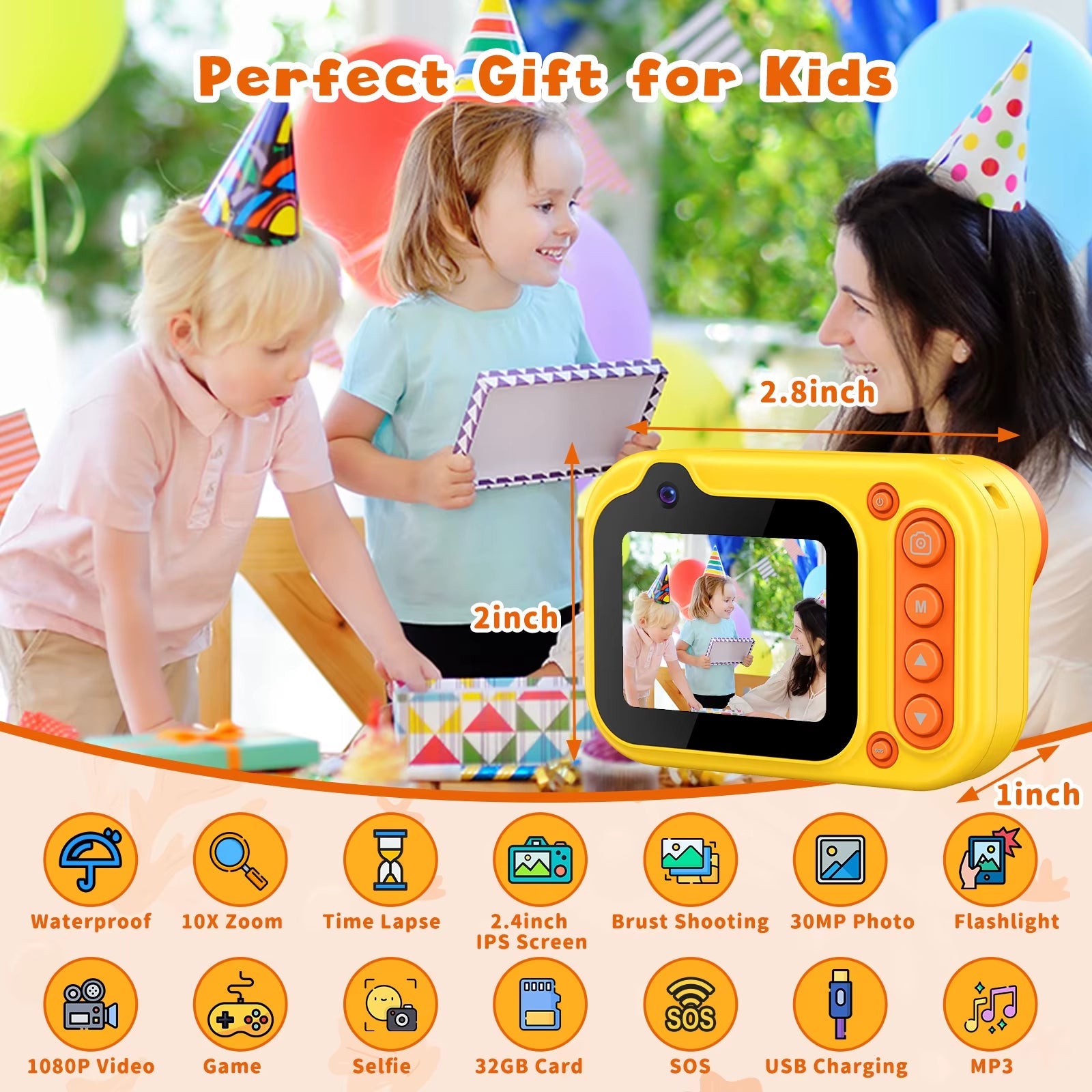 4'' HD 1080P digital camera underwater toy for kids with waterproof and shockproof design, perfect gift.