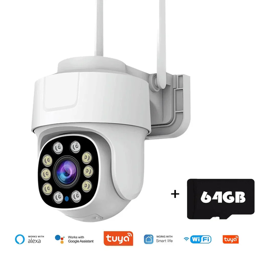 10X PTZ Zoom Wifi Camera with AI human tracking and Tuya smart integration for outdoor home security, 5MP wireless IP camera.