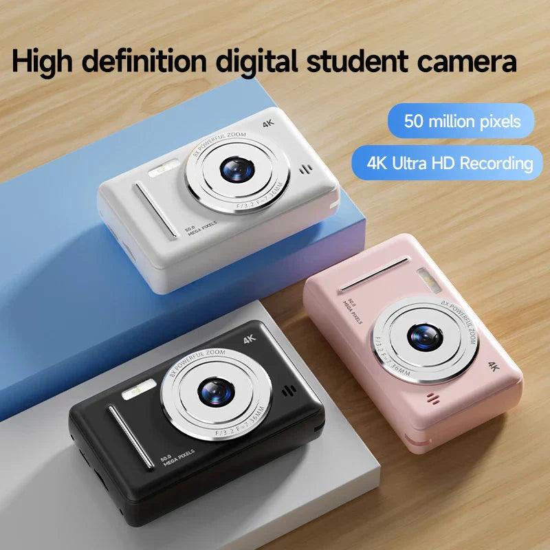 Xiaomi 4K digital camera retro CCD portable with dual camera flash, 50 million pixels, and auto focus.