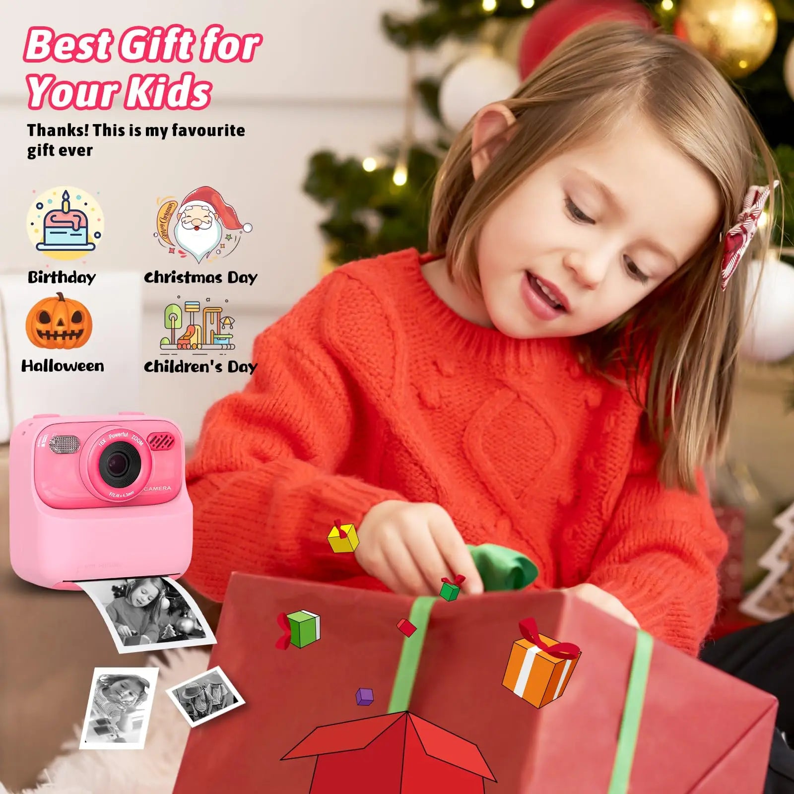 Upgrade Kids Camera - 1080P HD Dual Lens Selfie Digital Camera, perfect gift for boys and girls.