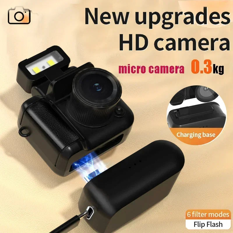 Mini 1080P Keychain Camera with Charging Base and Flip Flash