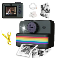 Fun & portable instant print kids camera with thermal mini printer, 2.8" HD video, and rainbow design, ideal for young photographers.