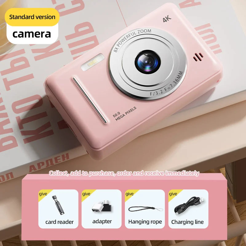 Xiaomi 4K digital camera with retro design, 50 million pixels, dual flash, and auto focus.