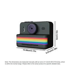 Portable Instant Print Kids Camera with 2.8" HD Video and Thermal Printer, Black with Rainbow Stripe Design