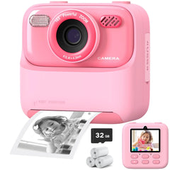 Upgrade Kids Camera 1080P HD Dual Lens Selfie Digital Camera with Print Feature and 32GB Card.